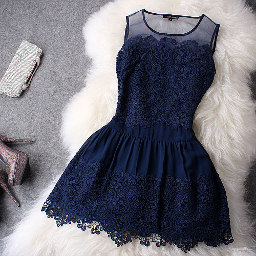 Blue Navy Lace Dress